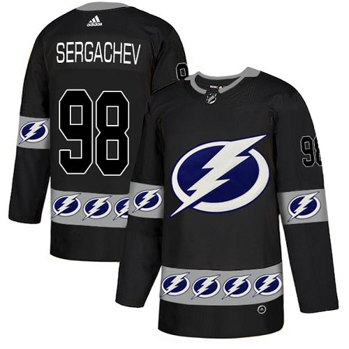 Adidas Tampa Bay Lightning Men #98 Mikhail Sergachev Black Authentic Team Logo Fashion Stitched NHL Jersey->tampa bay lightning->NHL Jersey